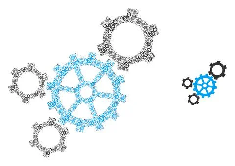 Mechanism Recursive Icon Collage Stock Illustration