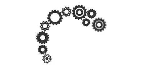 Mechanism from rotating gears and cogs Stock Footage 128418316