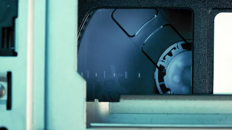 Mechanism of Tape Deck in Close-Up Video stock 308459304