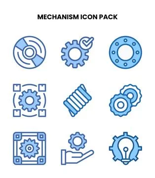 Mechanism Two Colour Bundle Icons Pack Stock Illustration