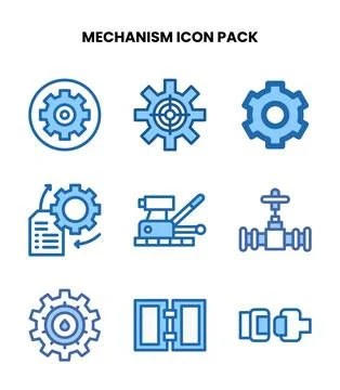 Mechanism Two Colour Vector Icons Pack Stock Illustration