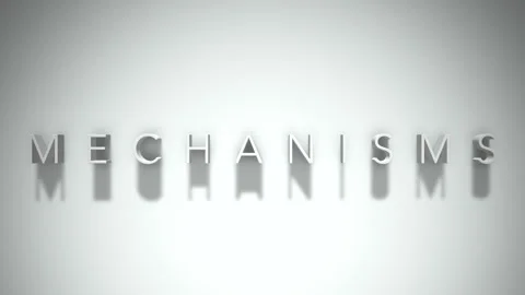 Mechanisms 3D title animation with shadows on a white background Stock Footage 296514675