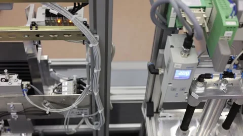 Mechanisms and Electronics at the factory Stock Footage 286049309