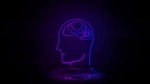 Mechanisms in the brain in neon effect mp4 video Stock Illustration