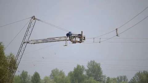 Mechanisms of construction of wakeboarding park Stock Footage 64356288