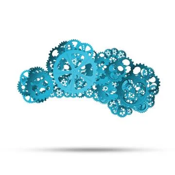 Mechanisms as symbol of wireless connection and interaction presented on white Stock Illustration