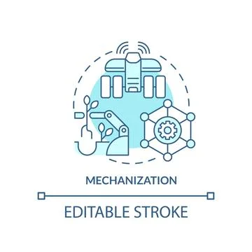 Mechanization turquoise concept icon Stock Illustration