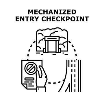 Mechanized entry checkpoint access control system Stock Illustration