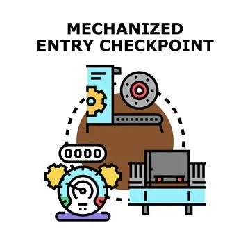 Mechanized entry checkpoint system controlling access Stock Illustration