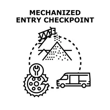 Mechanized entry checkpoint system line icon Stock Illustration