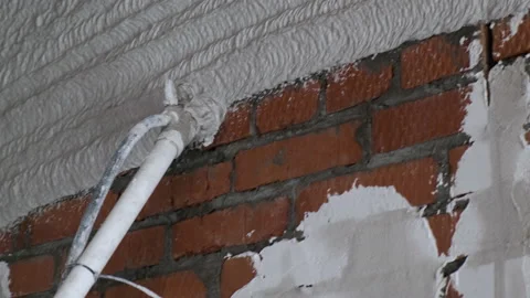 Mechanized Plastering of Wall. Spraying Plaster. Construction Works. Repairing Stock Footage 168354092
