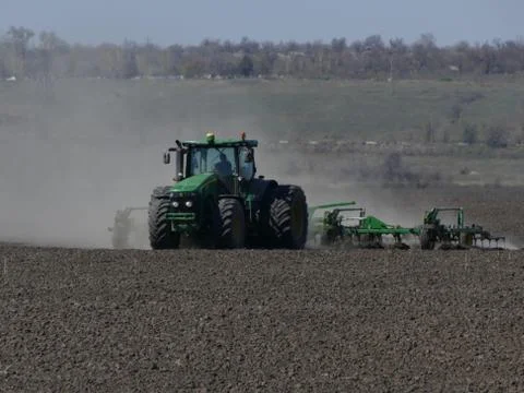 Mechanized tillage. Stock Photos
