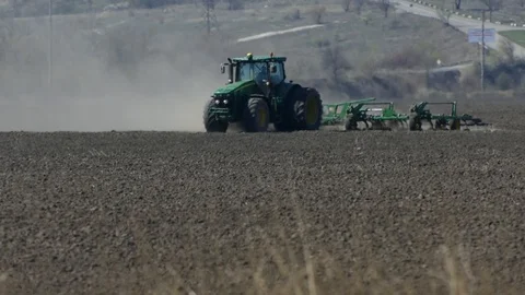 Mechanized tillage by tractor. Stock Footage 127905736