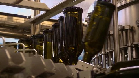 The mechanized wine bottling system Stock Footage 126638661