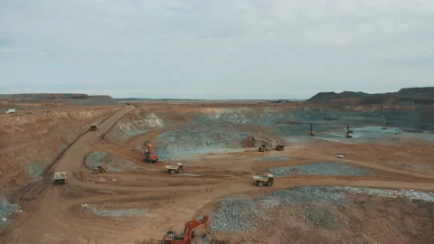 Mechanized work at an open mine Видео 196538961