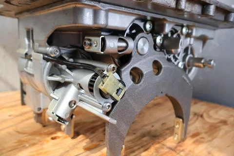 Mechatronic Unit and Gear Shift Fork on Transmission. Stock Photos