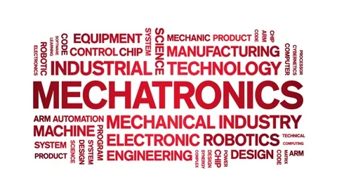 Mechatronics animated word cloud,animation kinetic typography seamless loop. Stock Footage 247560869
