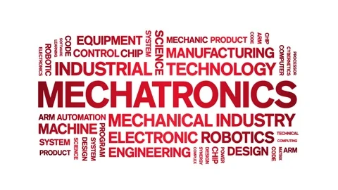 Mechatronics animated word cloud,animation kinetic typography seamless loop. Stock Footage 247560903