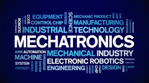 Mechatronics animated word cloud,animation kinetic typography seamless loop. Stock Footage 247561369