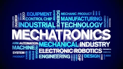 Mechatronics animated word cloud,animation kinetic typography seamless loop. Stock Footage 247561980