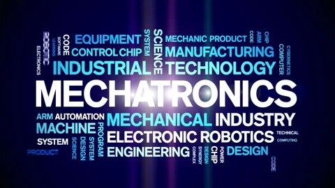 Mechatronics animated word cloud,animation kinetic typography seamless loop. Stock Footage 247562255