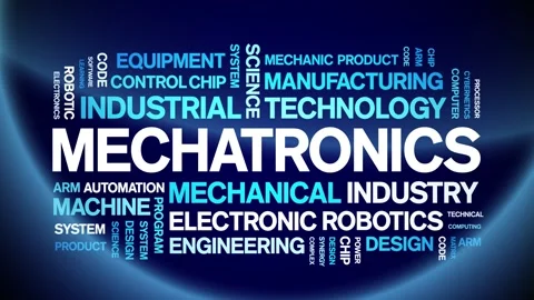 Mechatronics animated word cloud,animation kinetic typography seamless loop. Stock Footage 247562326