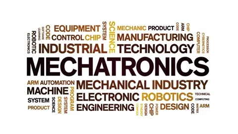 Mechatronics animated word cloud,animation kinetic typography seamless loop. Stock Footage 247604995