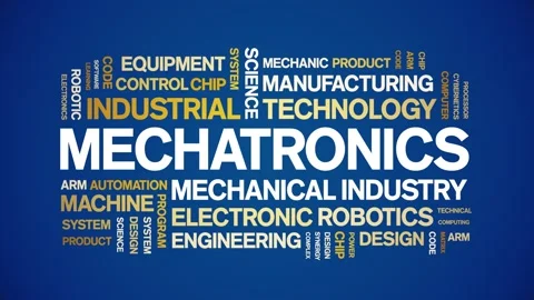 Mechatronics animated word cloud,animation kinetic typography seamless loop. Stock Footage 247605228