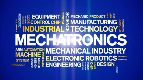 Mechatronics animated word cloud,animation kinetic typography seamless loop. Stock Footage 247605555