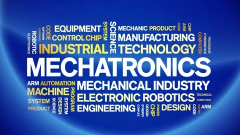 Mechatronics animated word cloud,animation kinetic typography seamless loop. Stock Footage 247605827