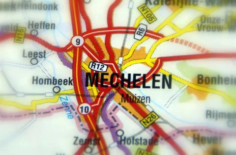 Mechelen on a map Stock Photos