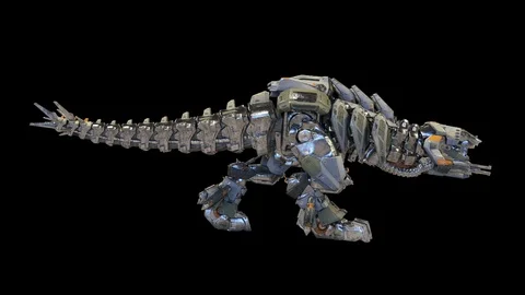 MechREX Robot Walkcycle Alpha Matte Side Loop 3D Rendering Animation 4K Stock Footage 108861778