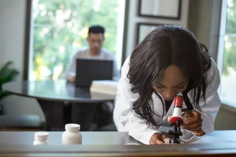Med School Students Researching in School Stock Photos
