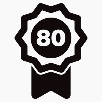 Medal and number eighty icon. Stock Illustration