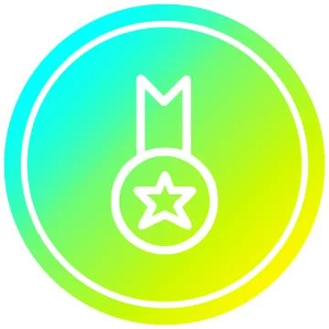 Medal award circular in cold gradient spectrum Ilustração Stock