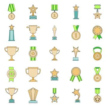 Medal award icon set vector color Stock Illustration