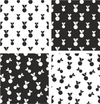 Medal Big &amp; Small Aligned &amp; Random Seamless Pattern Set Illustrazione stock