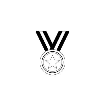 Medal black icon white background no shadow Stock Illustration