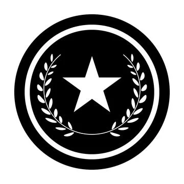 Medal black vector icon on white background Stock Illustration