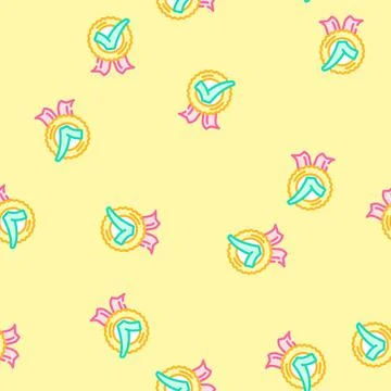 Medal check mark vector seamless pattern Stock Illustration