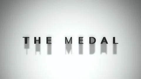 The medal dynamic title matte black writing upon a white base layer Stock Footage 301837718