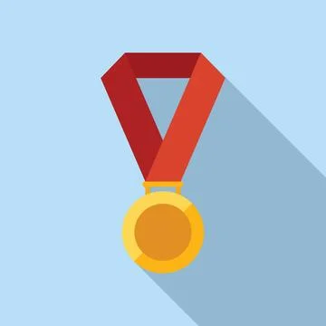 Medal exam icon flat . Study final Stock Illustration