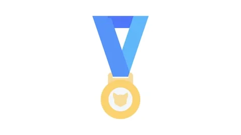A medal featuring a blue ribbon, symbolizing achievement or recognition. Stock Footage 332292707