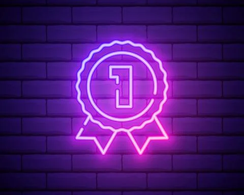 Medal first icon. Elements of awards in neon style icons. Simple icon for web Stock Illustration