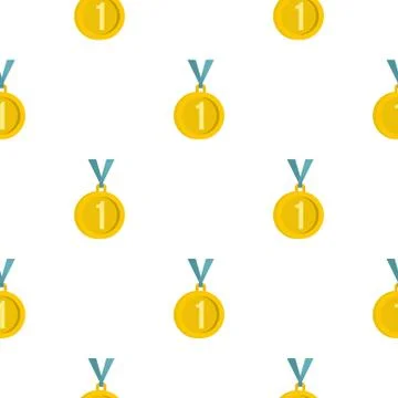 Medal for first place pattern flat Stock Illustration