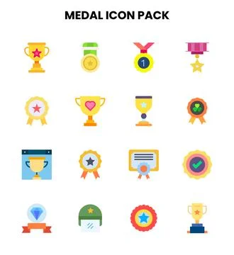 Medal Flat Collection Icons Pack Stock Illustration