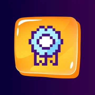 Medal glossy ui button with pixelated color icon Stock Illustration