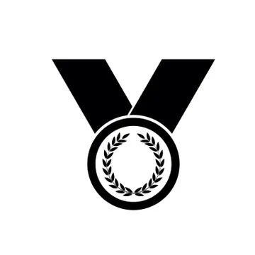 Medal icon - black vector Stock Illustration
