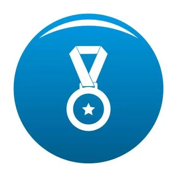 Medal icon blue vector Stock Illustration