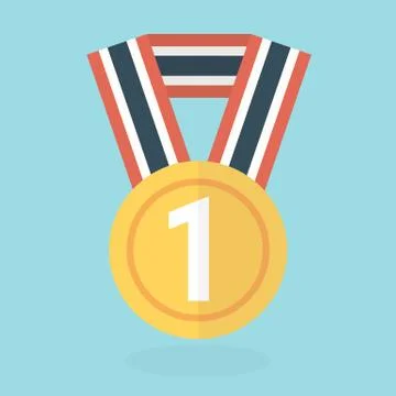 Medal icon, flat design, vector Stock Illustration